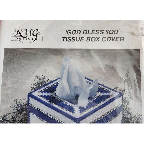Canvas 1998 God Bless You Tissue Box Cover Needlecraft Kit - Picture 3 of 4